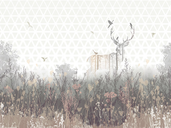 Wallpaper - abstract deer design