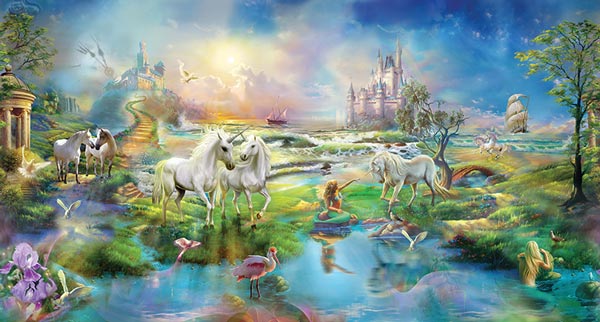 Wallpaper - Unicorns in the world of fairy tales