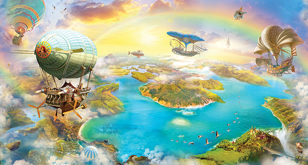 Wallpaper - Airships flying around the world