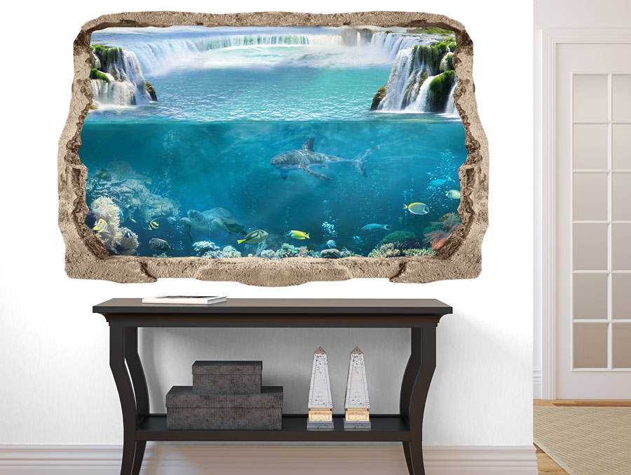 Wall Sticker | A hole in a shark wall in the sea