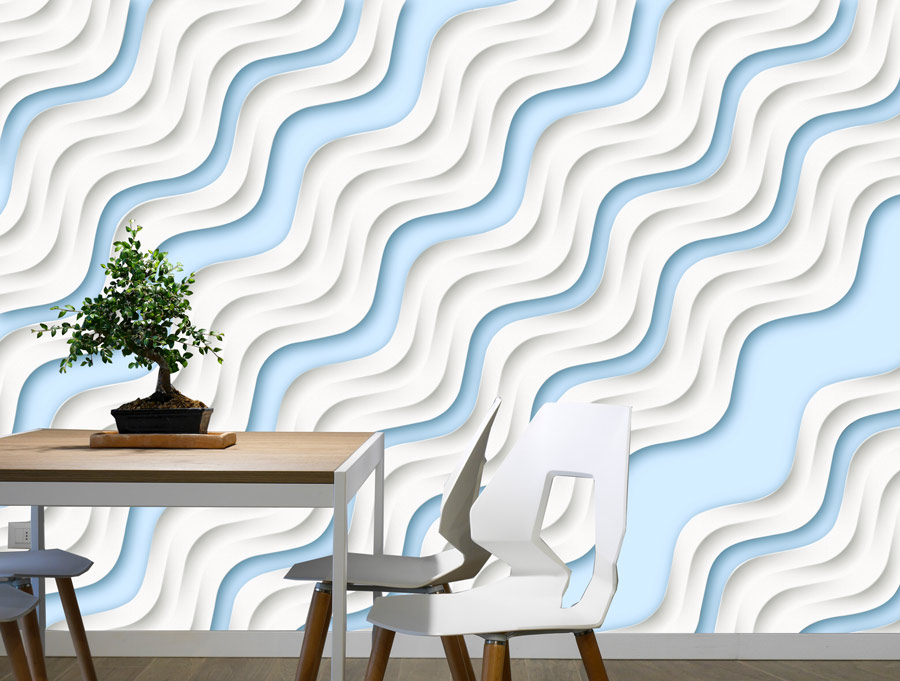Wallpaper | White waves and light blue background