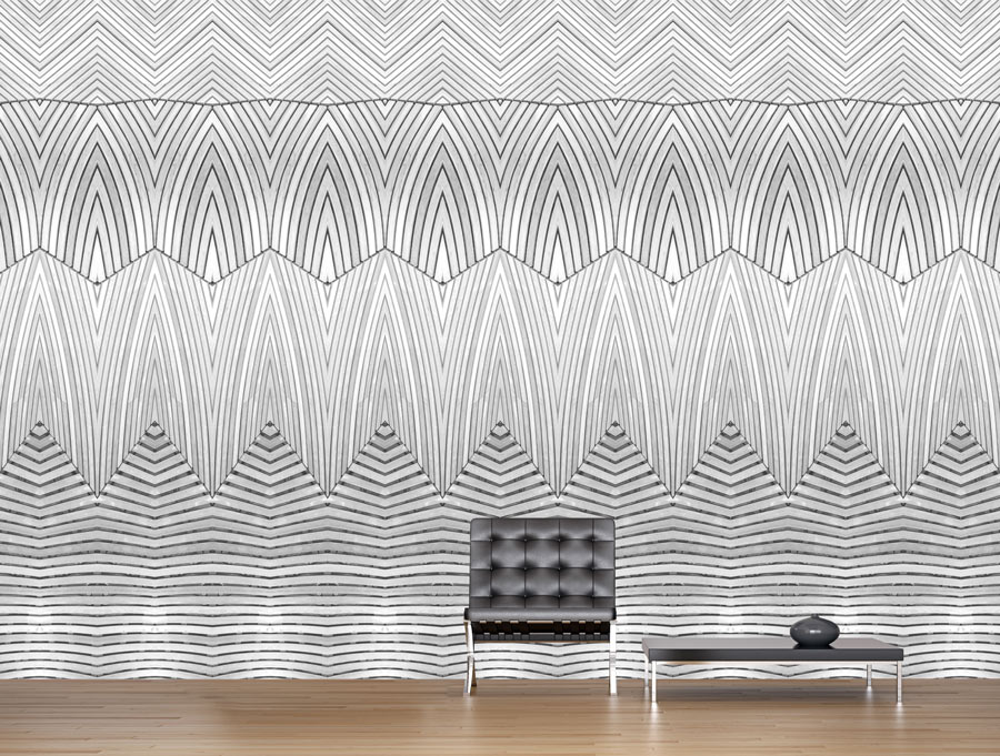 Wallpaper | Gray designed wood engravings