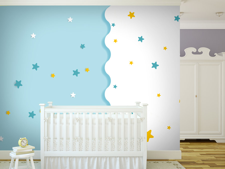 Wallpaper | Stars on a light blue and white background