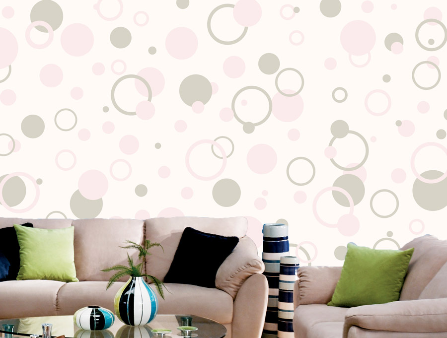 Wallpaper | Beige pink circles and bubbles