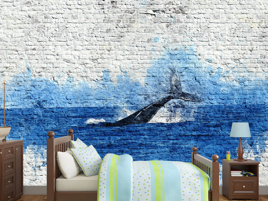 Wallpaper | Graffiti whale in the sea