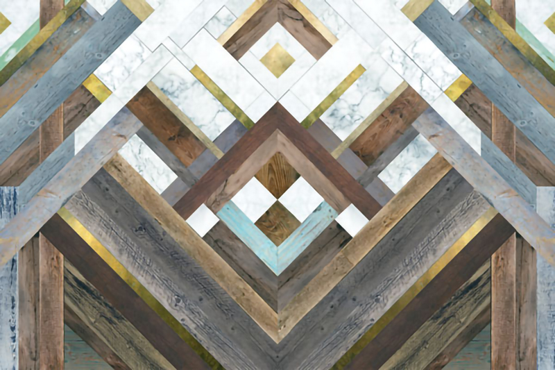 Wallpaper | Wood and marble shapes