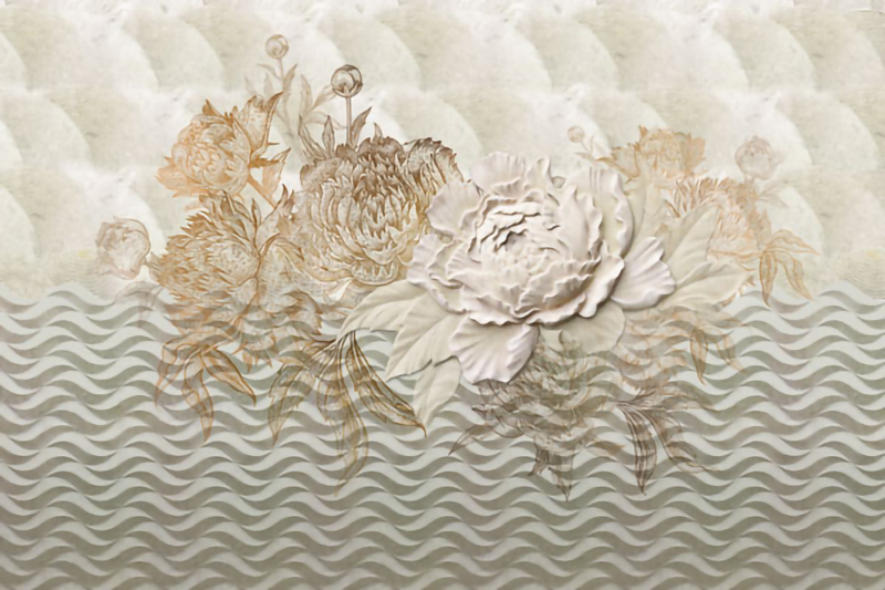 Wallpaper | Flower design in shades of sand