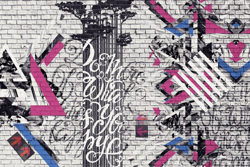 Wallpaper | Pink and blue graffiti