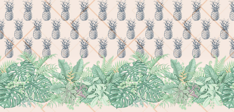 Wallpaper | Illustrated leaves and pineapples