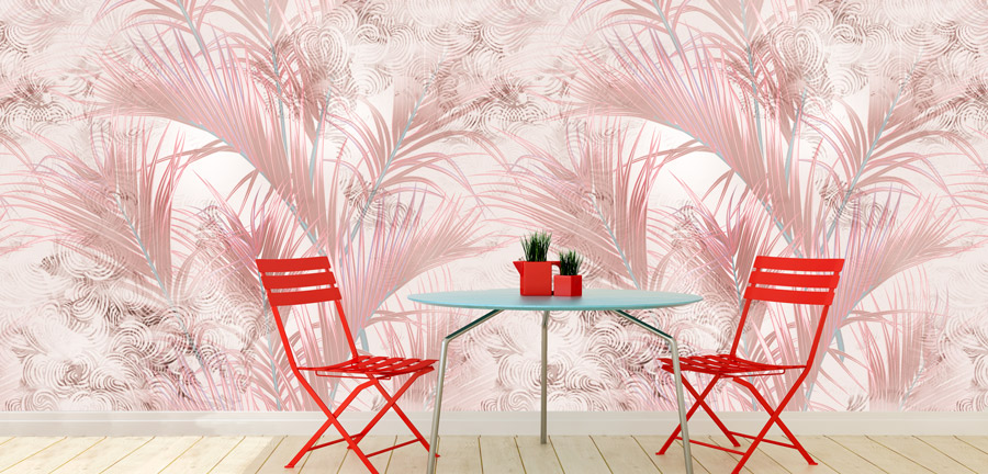 Wallpaper | Pink palm leaves