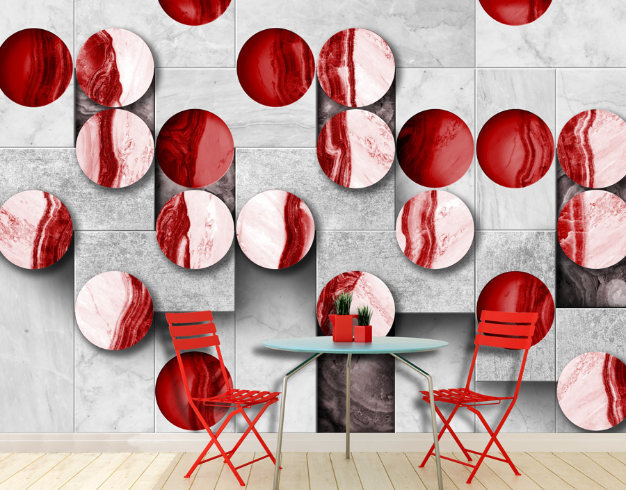 Wallpaper | 3D marble holes and circles red