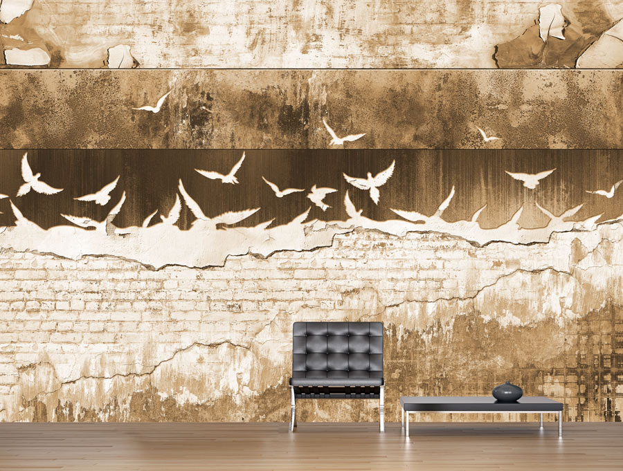 Wallpaper | Bricks and birds