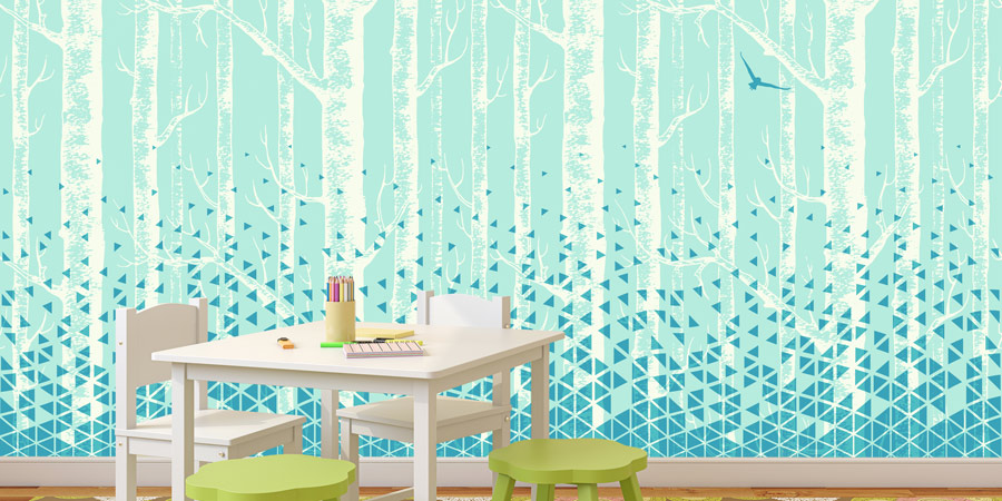 Wallpaper | Blue triangles illustrated forest