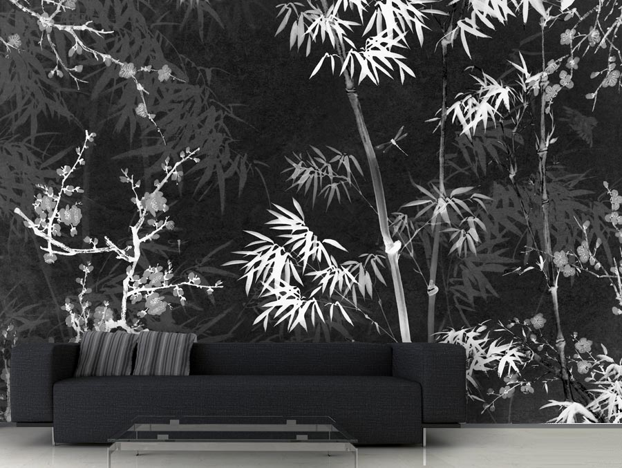 Wallpaper | Bamboo on black and white background
