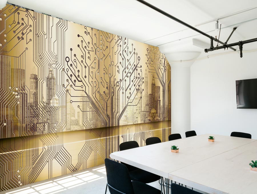 Wallpaper | Golden digital tree