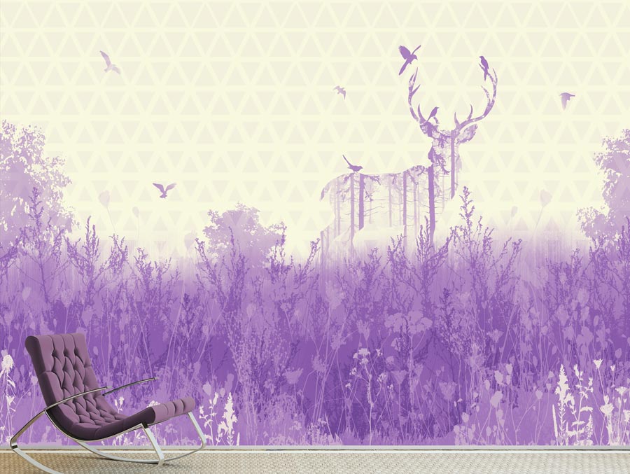 Wallpaper | Purple abstract nature and deer