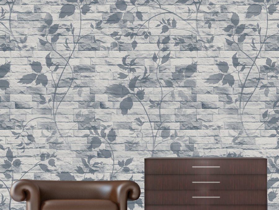 Wallpaper | Grey brick walls and branches
