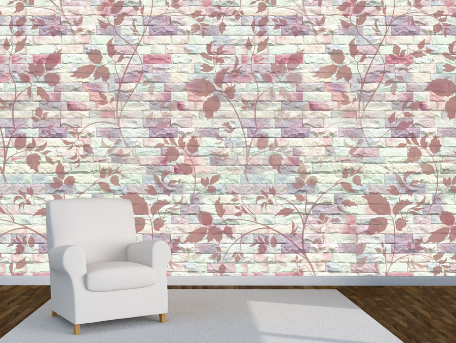 Wallpaper | Light purple red brick wall and branches
