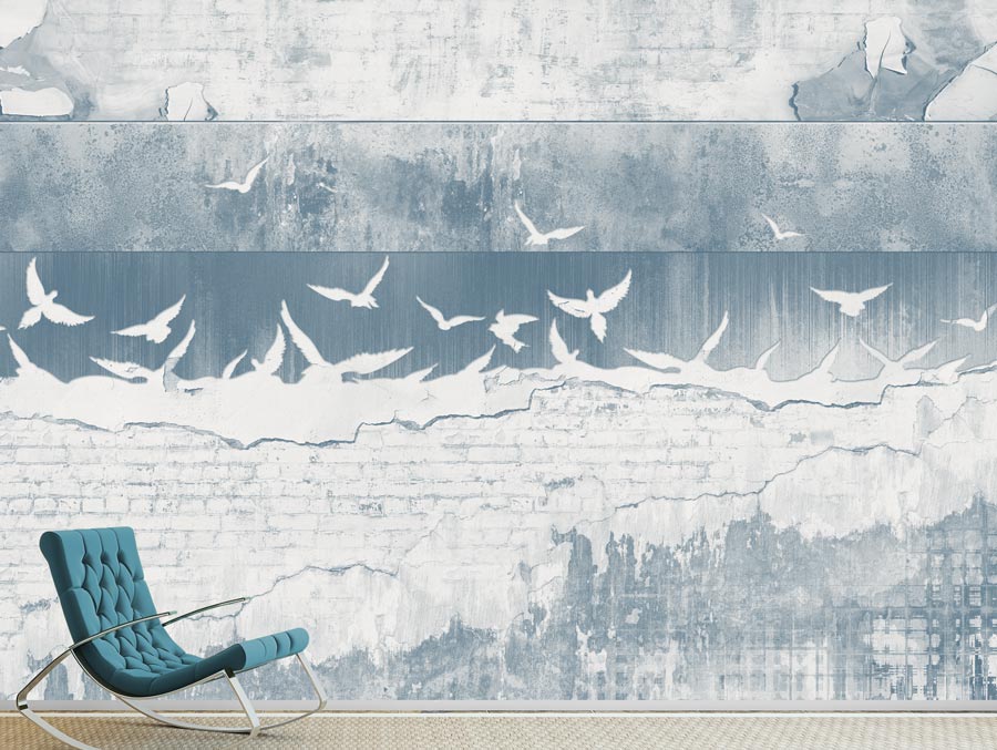 Wallpaper | Blue birds and bricks
