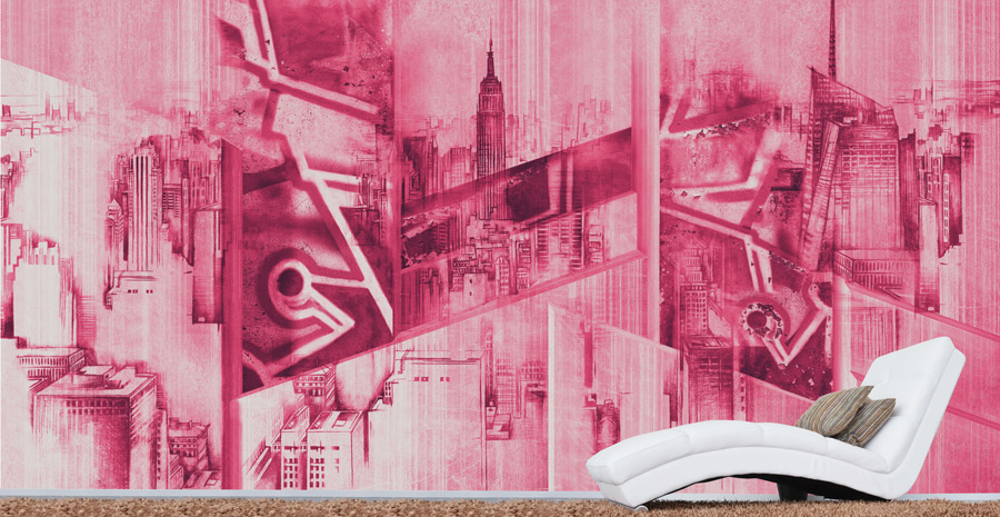 Wallpaper | Futuristic pink city design