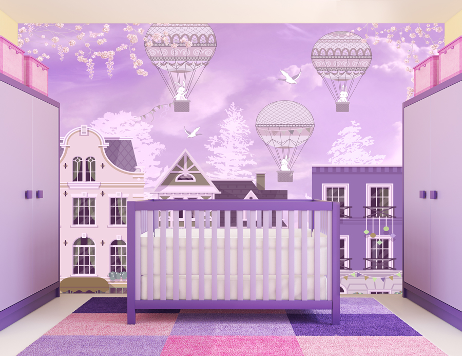 Wallpaper | Purple sky air-balloons
