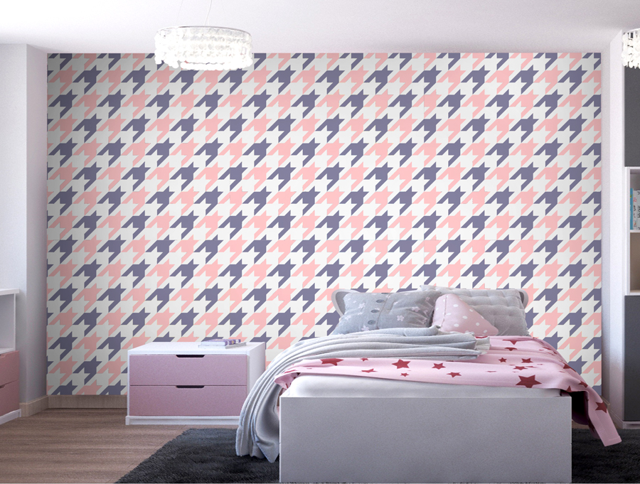 Wallpaper | houndstooth check purplr pink