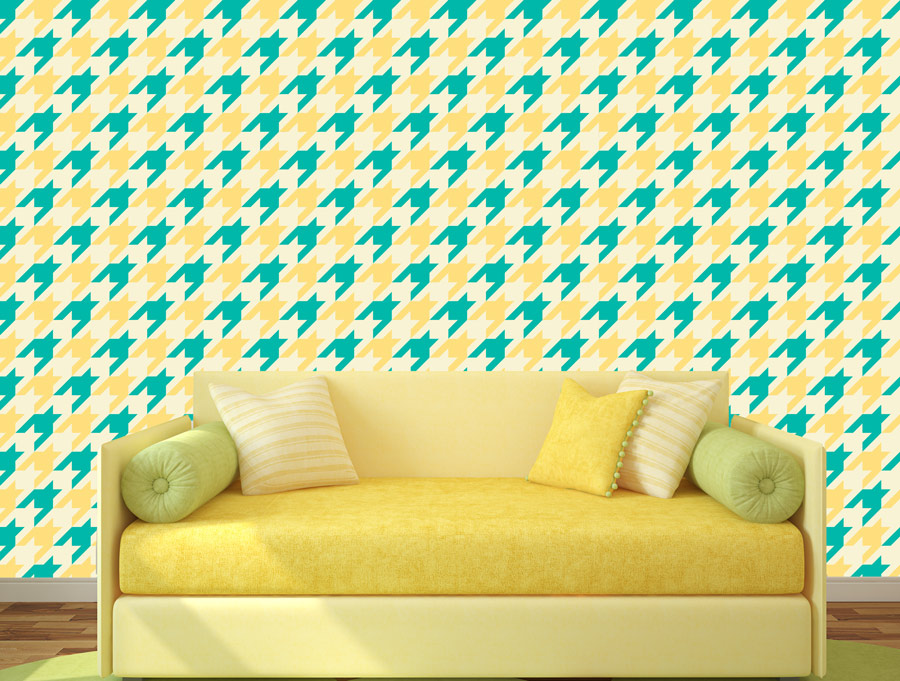 Wallpaper | houndstooth check yellow green