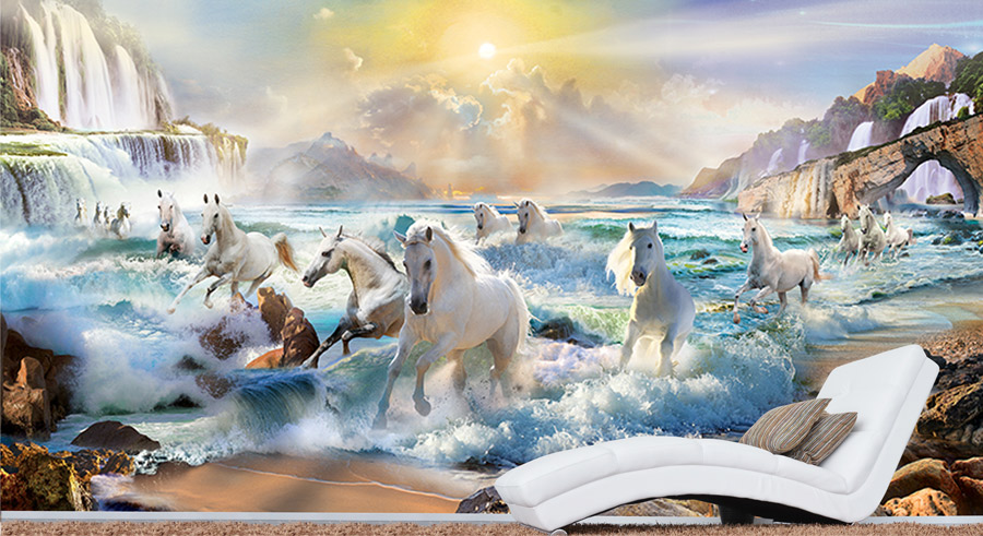 Wallpaper | Running horses on the beach