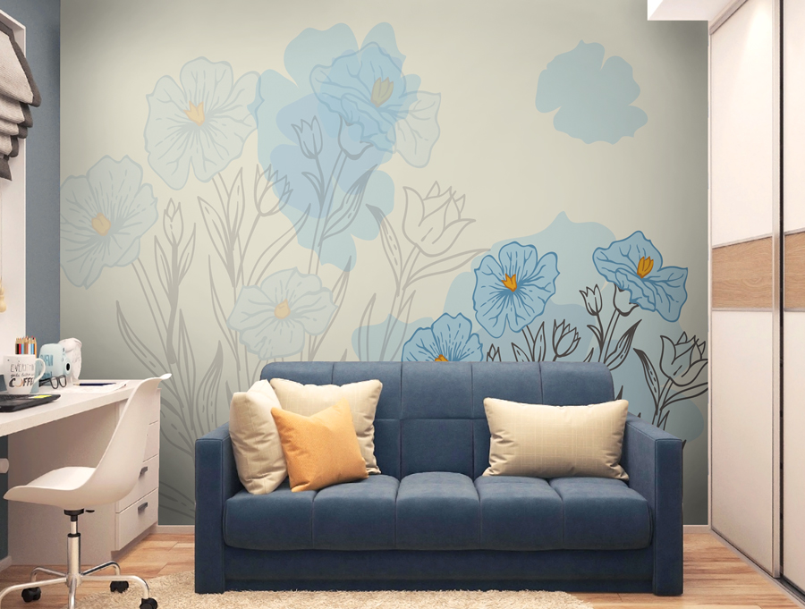 Wallpaper | Abstract blue flowers illustration