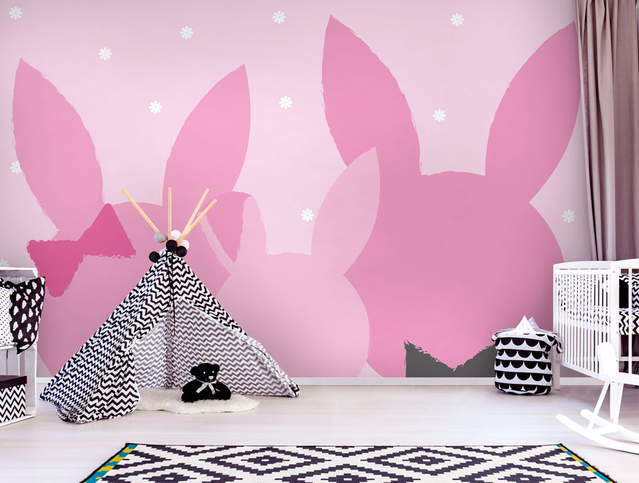 Wallpaper | Pink rabbit family
