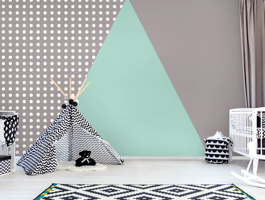Wallpaper | Abstract shapes of grey and turquoise