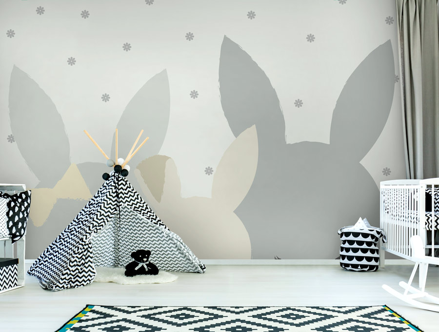 Wallpaper | Grey rabbit family
