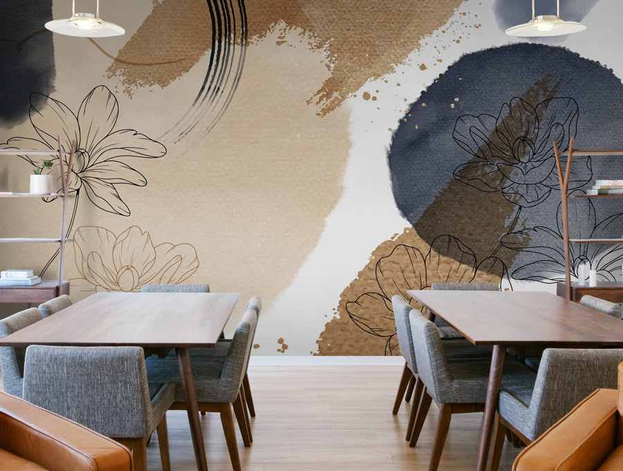 Wallpaper | Abstract plant design purple orange