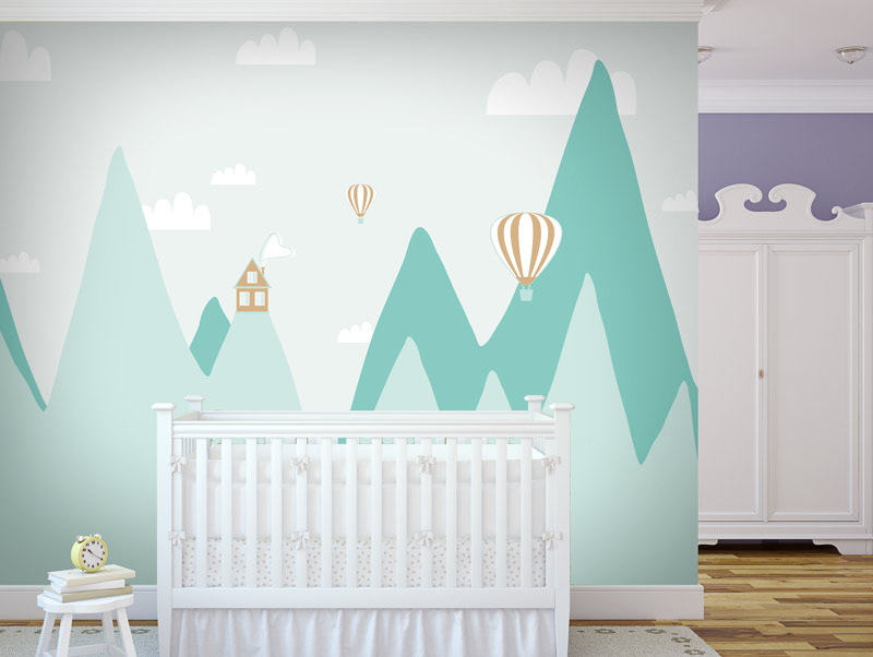 Wallpaper | Turquoise mountails and a home