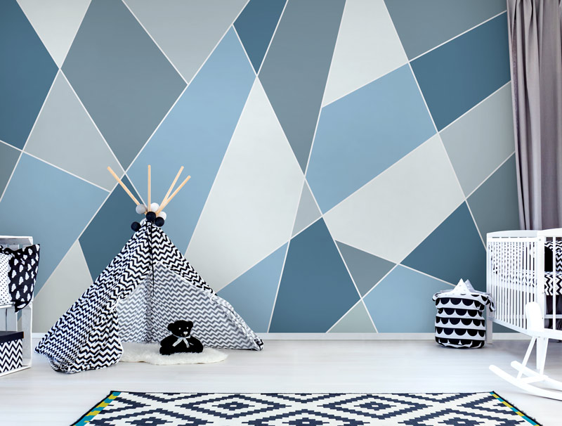 Wallpaper | Blue and grey triangular slices