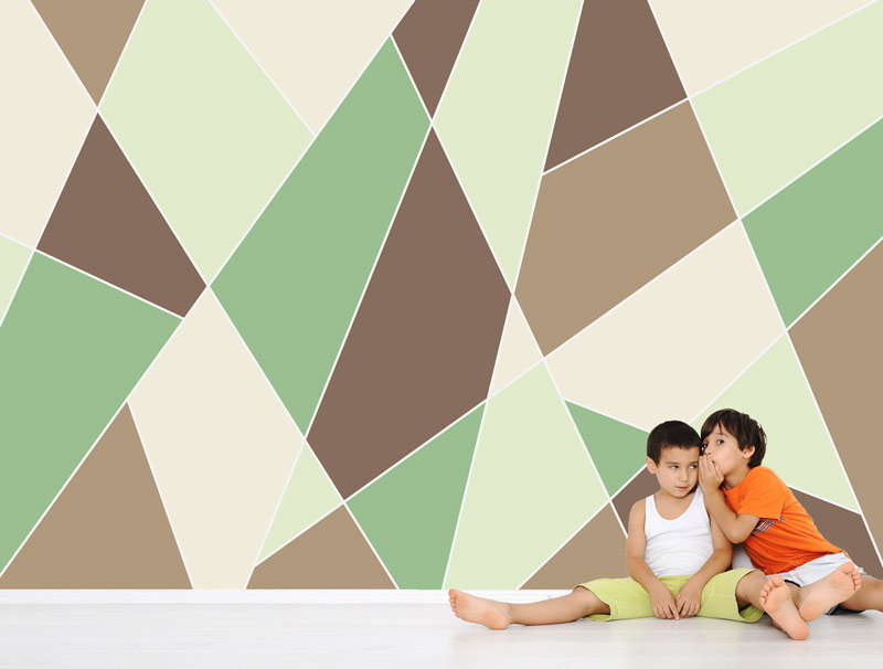 Wallpaper | Brown and green triangular slices