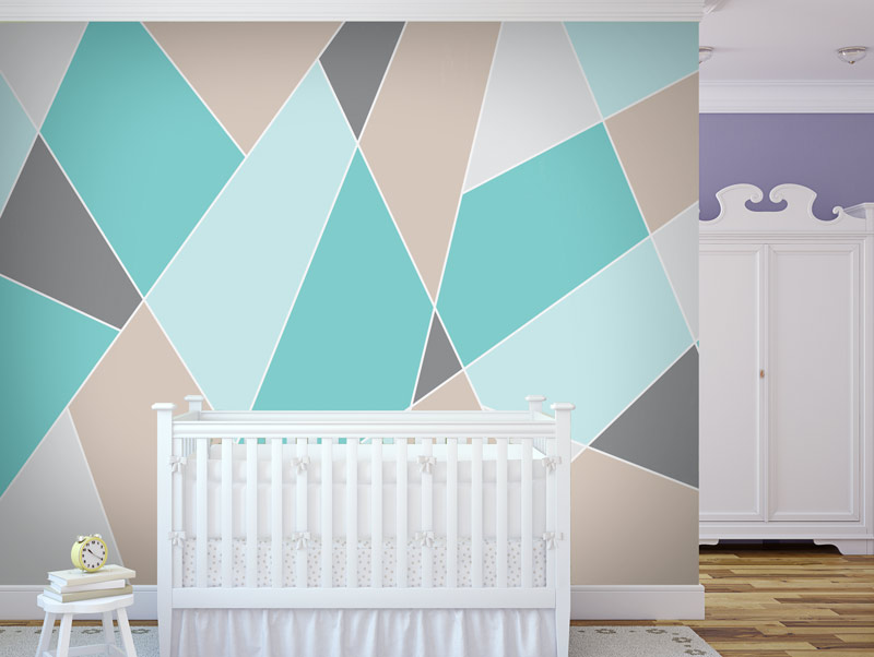 Wallpaper | Blue and cream triangular slices