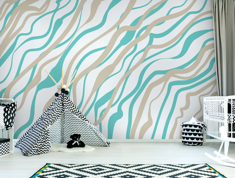 Wallpaper | Turquoise and cream waves