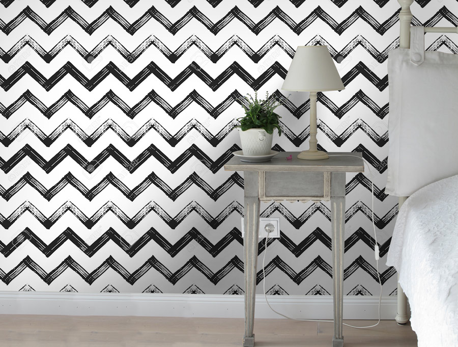 Wallpaper | White background black zigzag