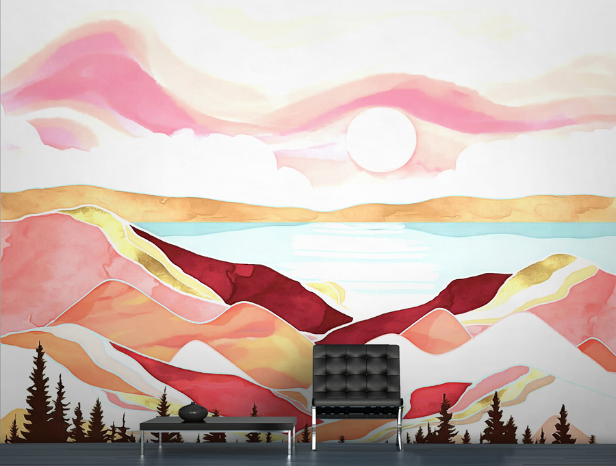 Wallpaper | Abstract drawn nature pink