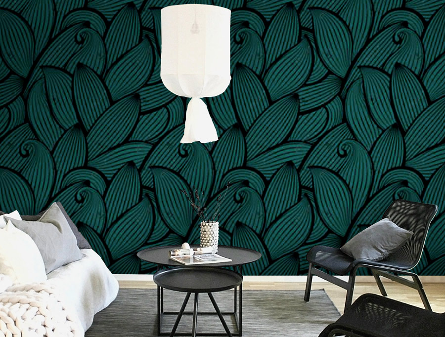 Wallpaper | Green illustrated leaves