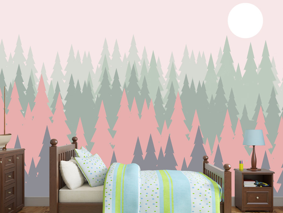 Wallpaper | Pink and green forest