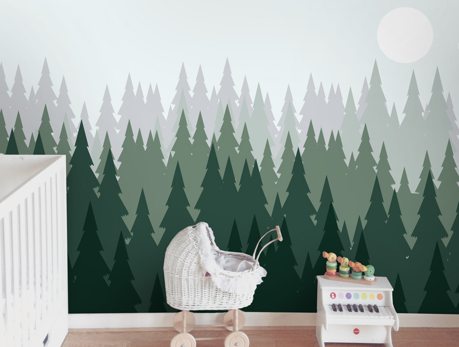 Wallpaper | Green and grey forest