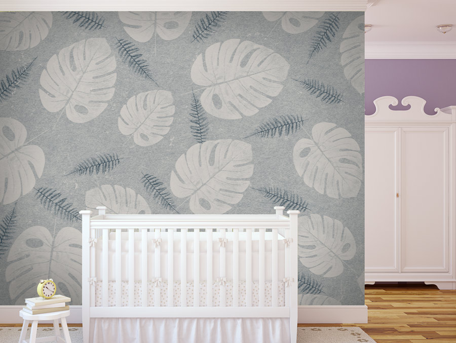 Wallpaper | Tropical pattern grey