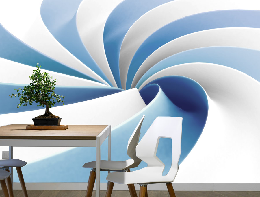 Wallpaper | White and blue 3D spiral