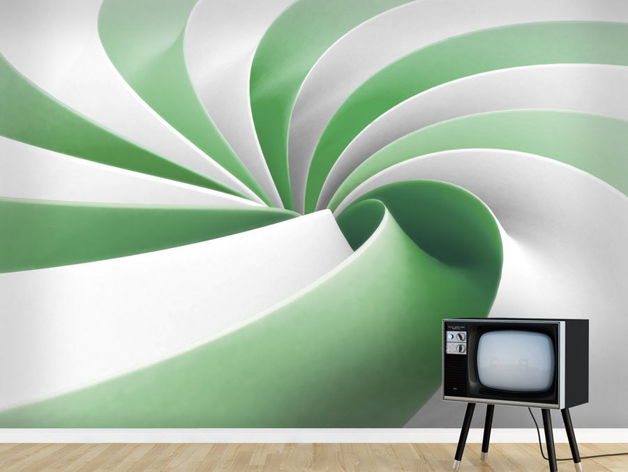 Wallpaper | White and green 3D spiral