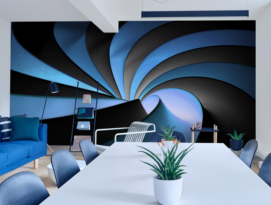 Wallpaper | Black and blue 3D spiral