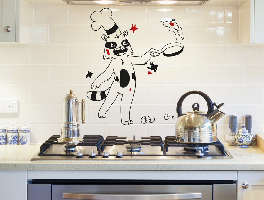 Wall sticker | Racoon tom makes eggs