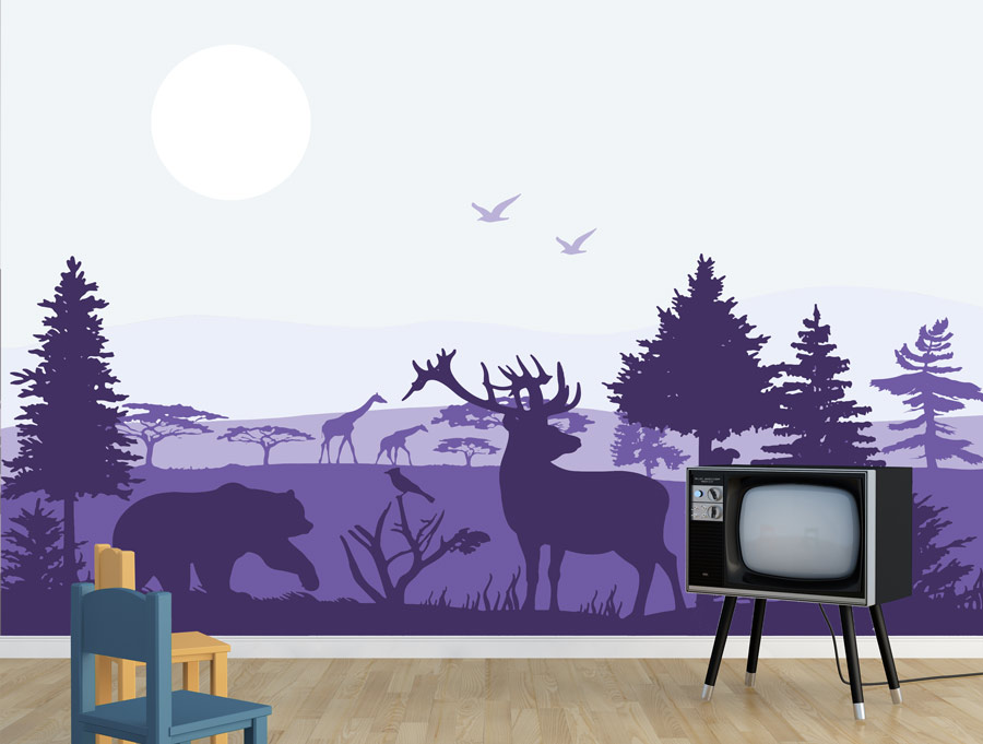 Wallpaper | Purple forest animals