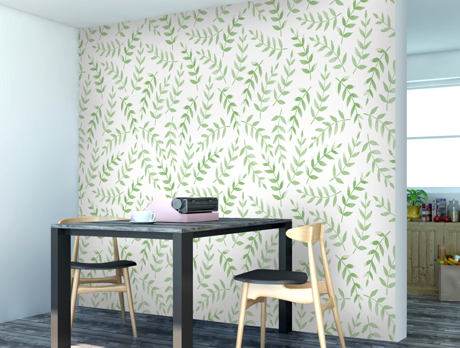 Wallpaper | Green leaves pattern